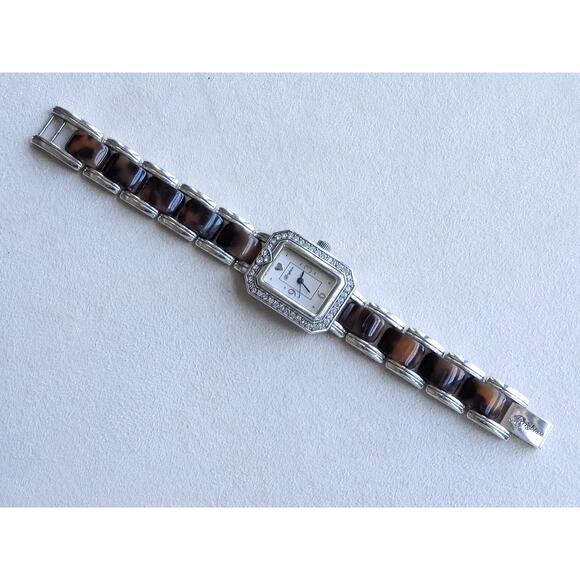 Brighton Encino Ladies Dress Watch Turquoise Shell Rhinestone Retired 7" Works - Picture 6 of 8